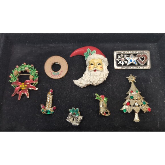 Lot Of Vintage Christmas Pins Brooches Read Description Missing Stone - Picture 1 of 11